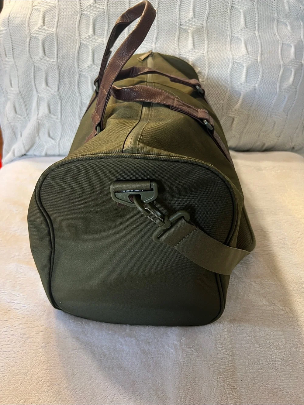 Herschel Ivy Green Duffel with Brown Leather-Style Straps